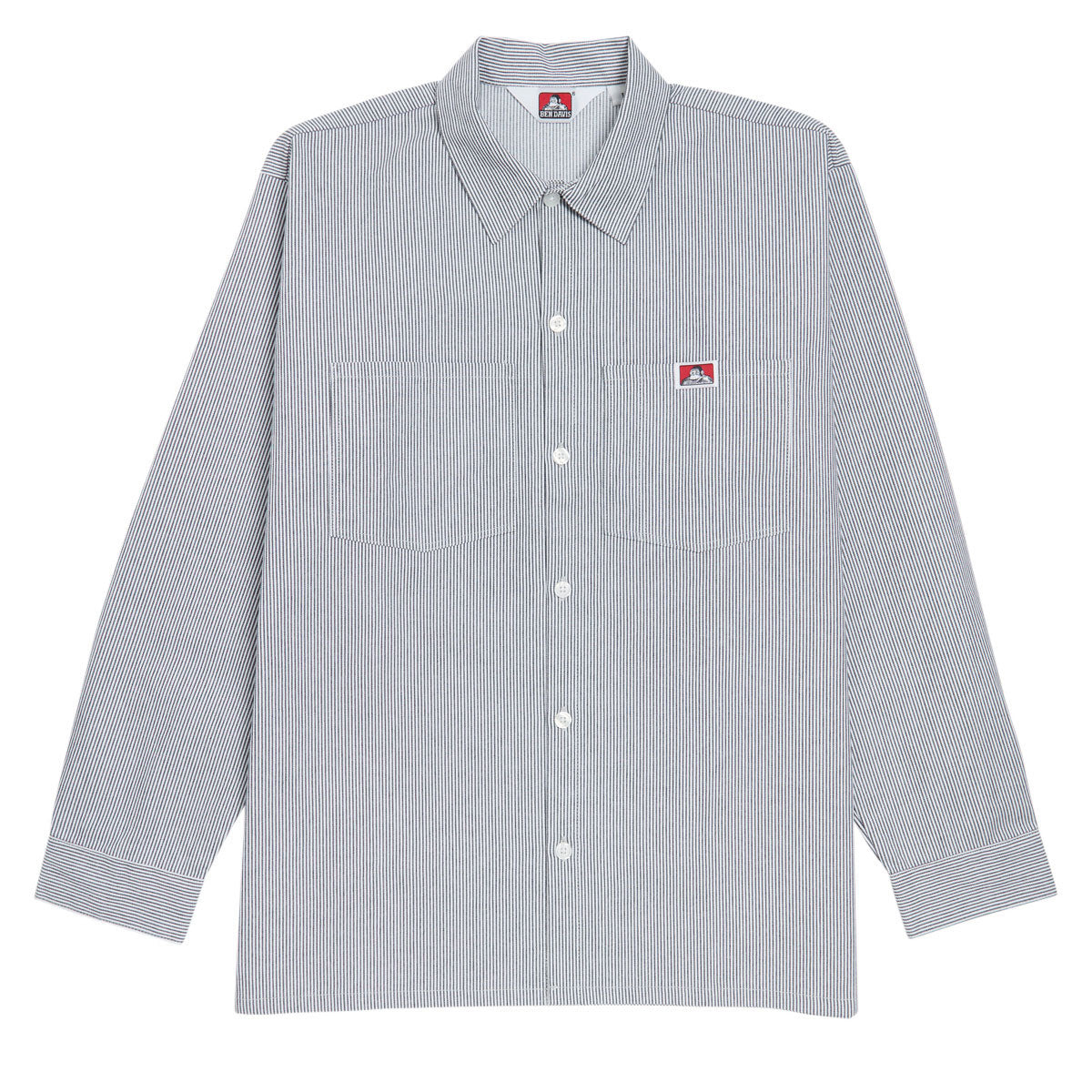 Ben Davis Long Sleeve Stripe Polyblend Shirt - Hickory image 1