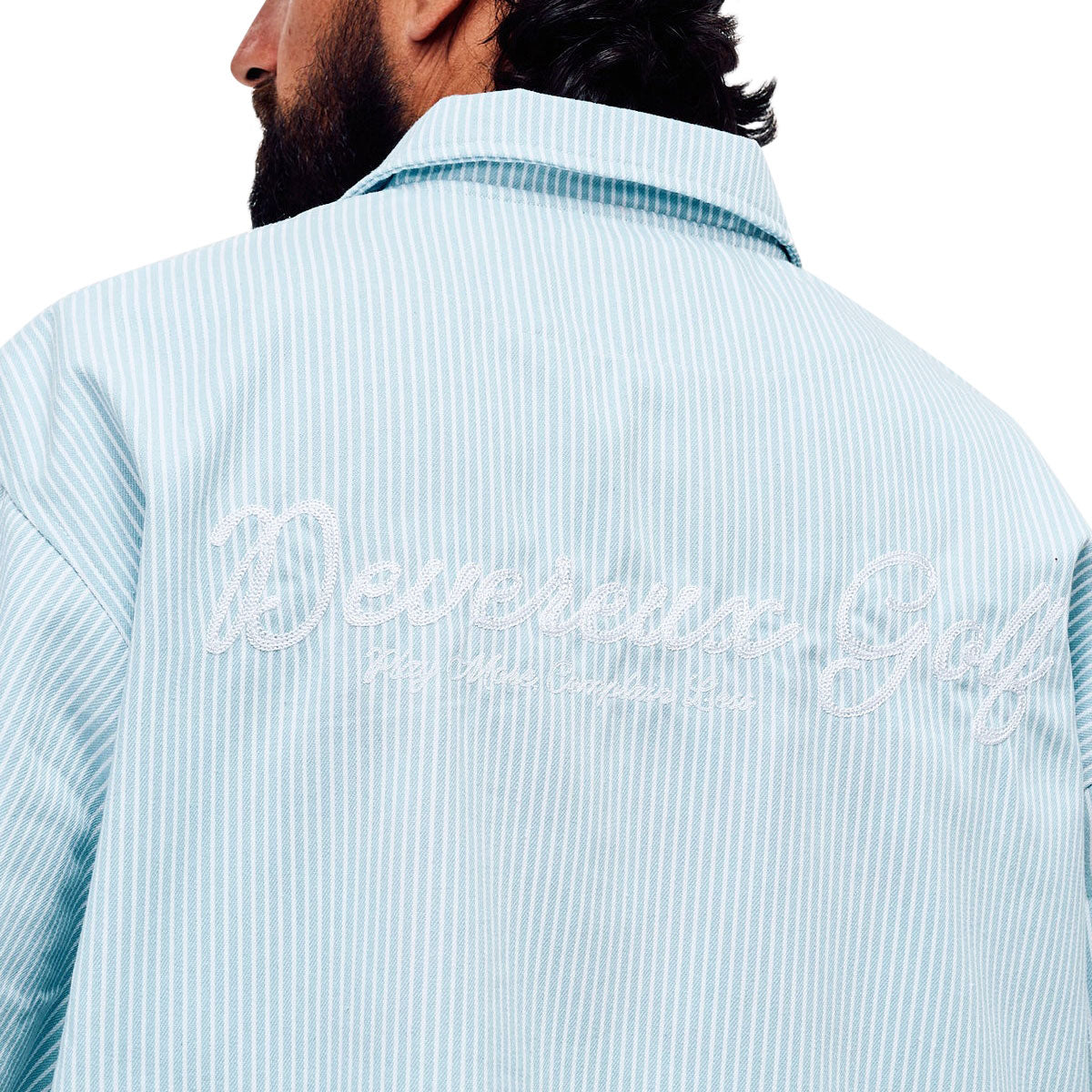Devereux Mechanic 1/4 Zip Polo Shirt - Marine Layer Pinstripe image 5