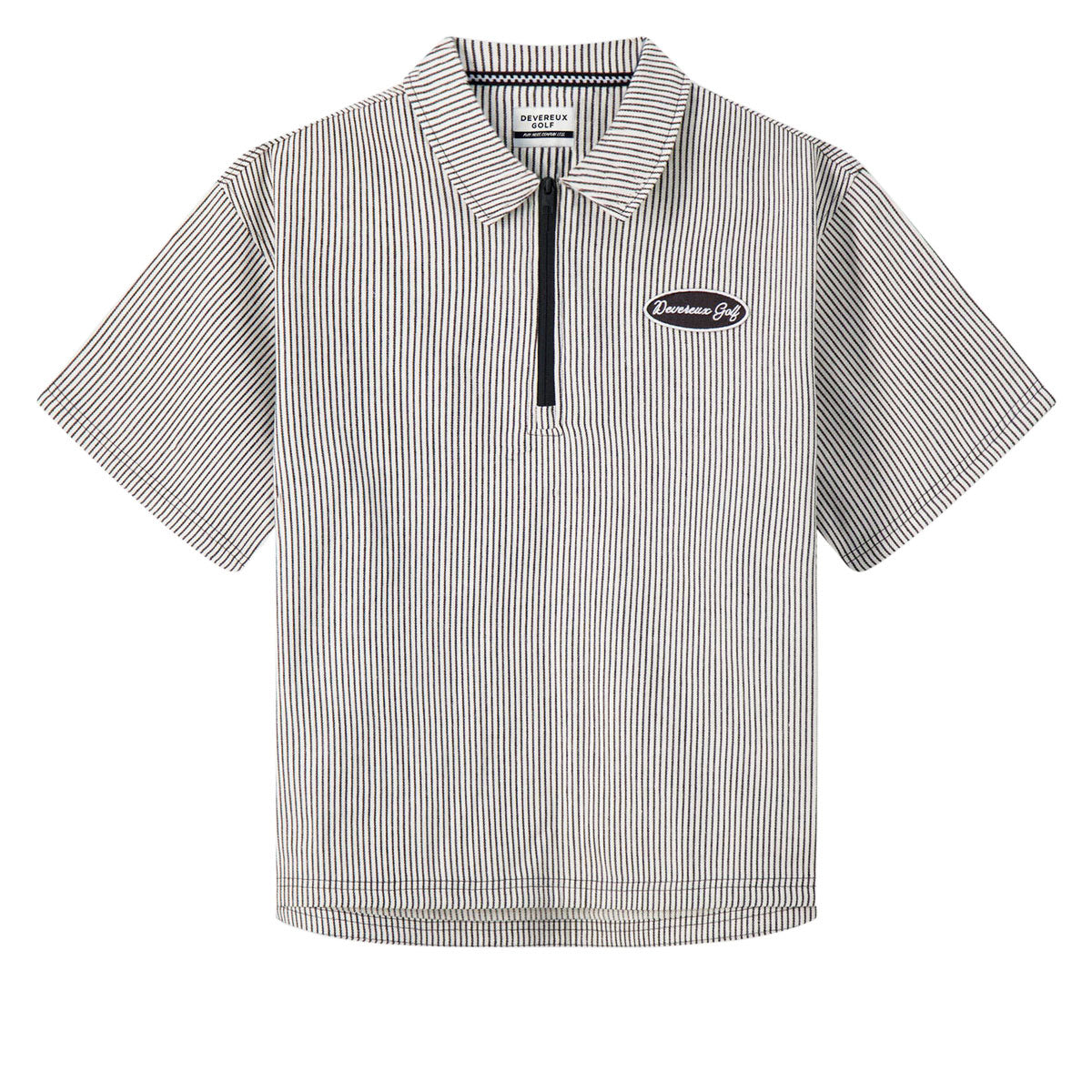 Devereux Mechanic 1/4 Zip Polo Shirt - Faded Black Pinstripe image 1