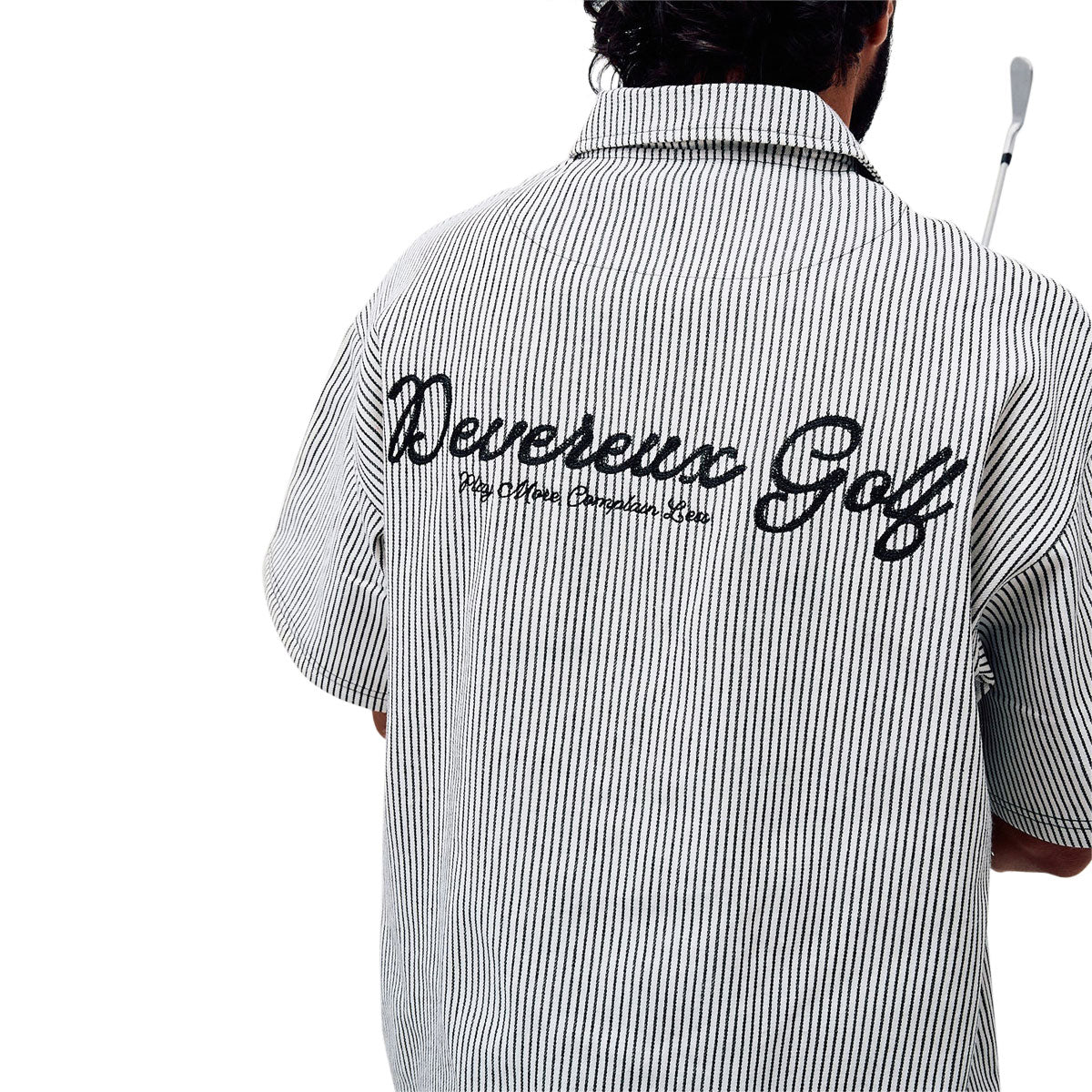 Devereux Mechanic 1/4 Zip Polo Shirt - Faded Black Pinstripe image 5