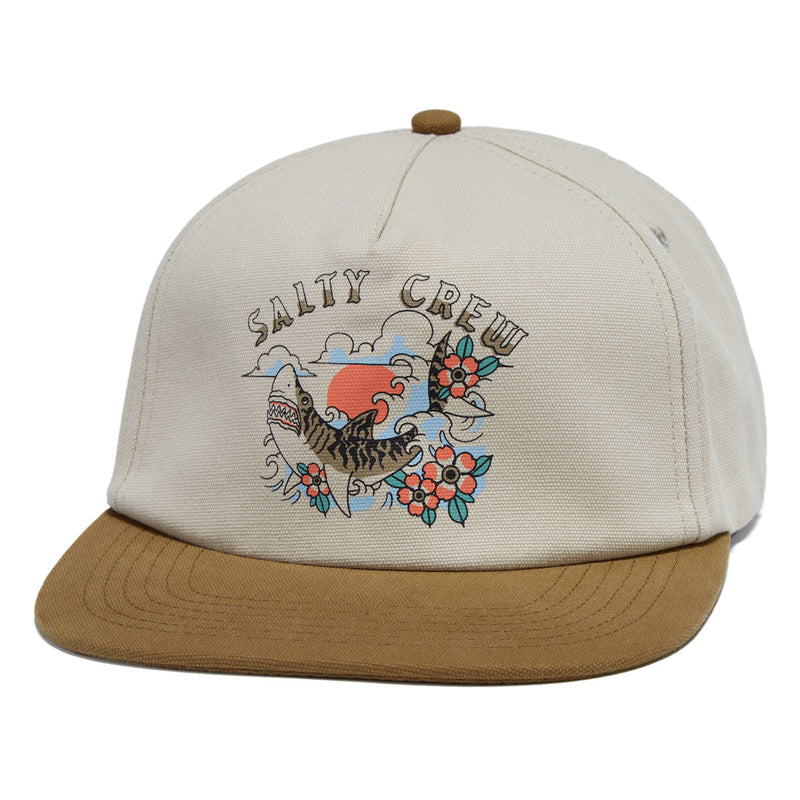 Salty Crew Old School 5 Panel Hat - Oyster/Brown