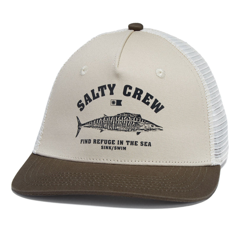 Salty Crew Wahoo Stamp Retro Trucker Hat - Oyster/Olive