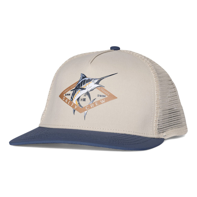 Salty Crew Diamond Marlin Trucker Hat - Oyster/Slate