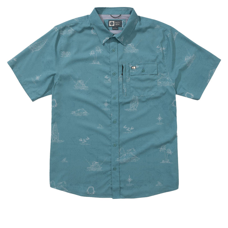 Salty Crew Helmsman UV Button Up Shirt - Hydro