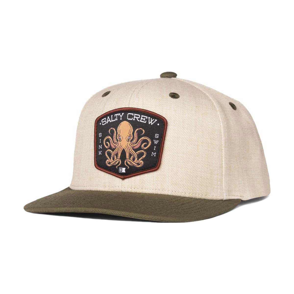 Salty Crew Tako Club Snapback Hat - Natural/Olive image 1