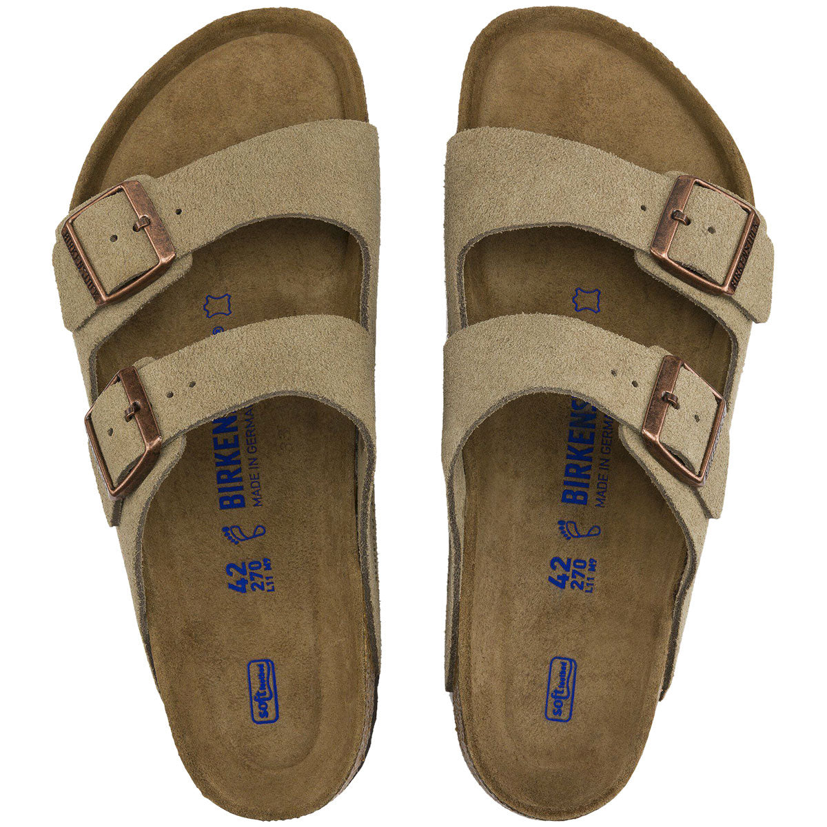 Birkenstock Womens Arizona Soft Footbed Sandals - Taupe Suede image 3