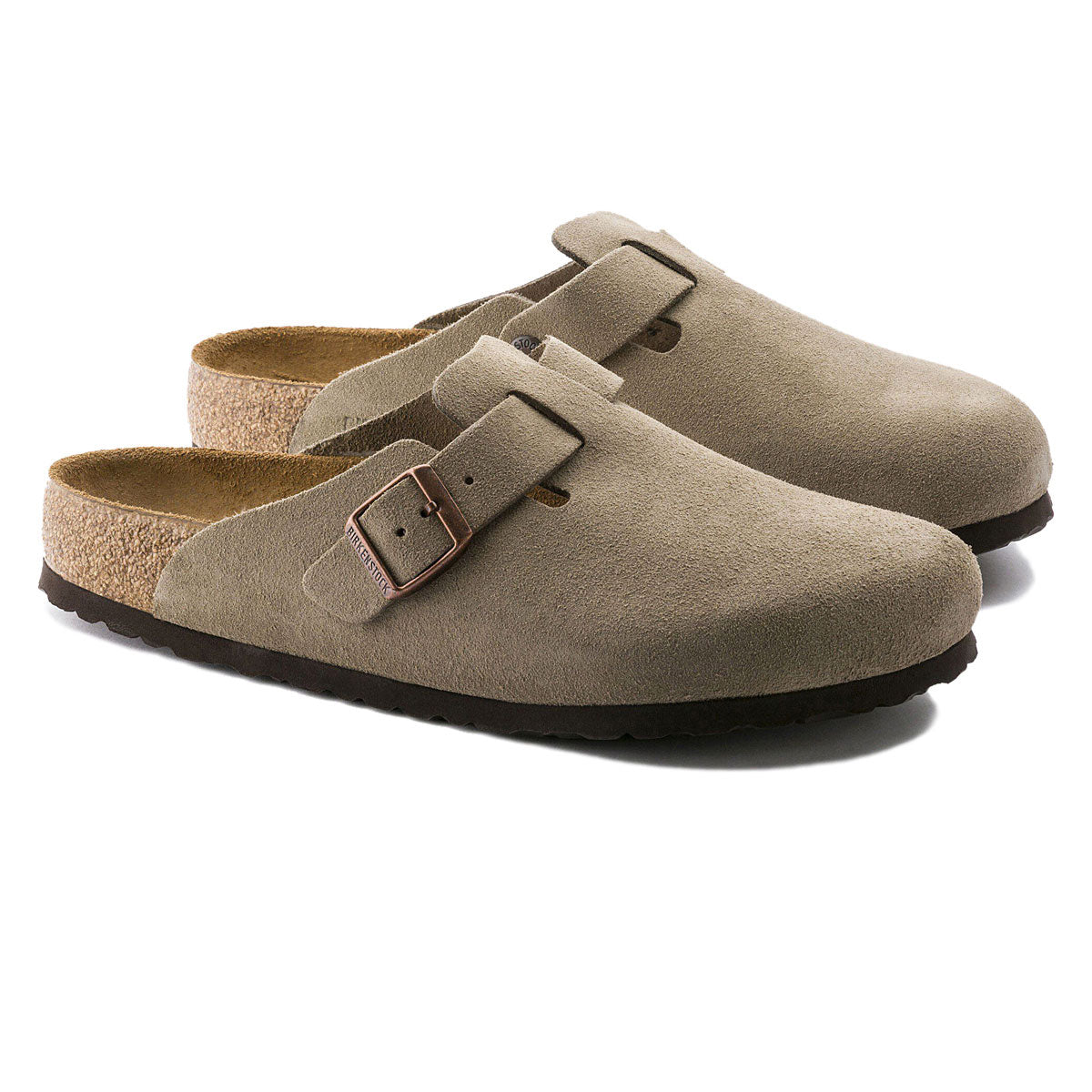 Birkenstock Womens Boston Soft Footbed Sandals - Taupe Suede image 2