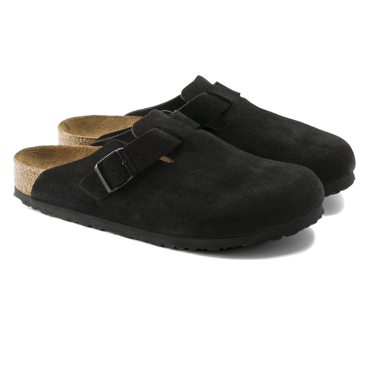 Birkenstock Womens Boston Soft Footbed Sandals - Black Suede image 2