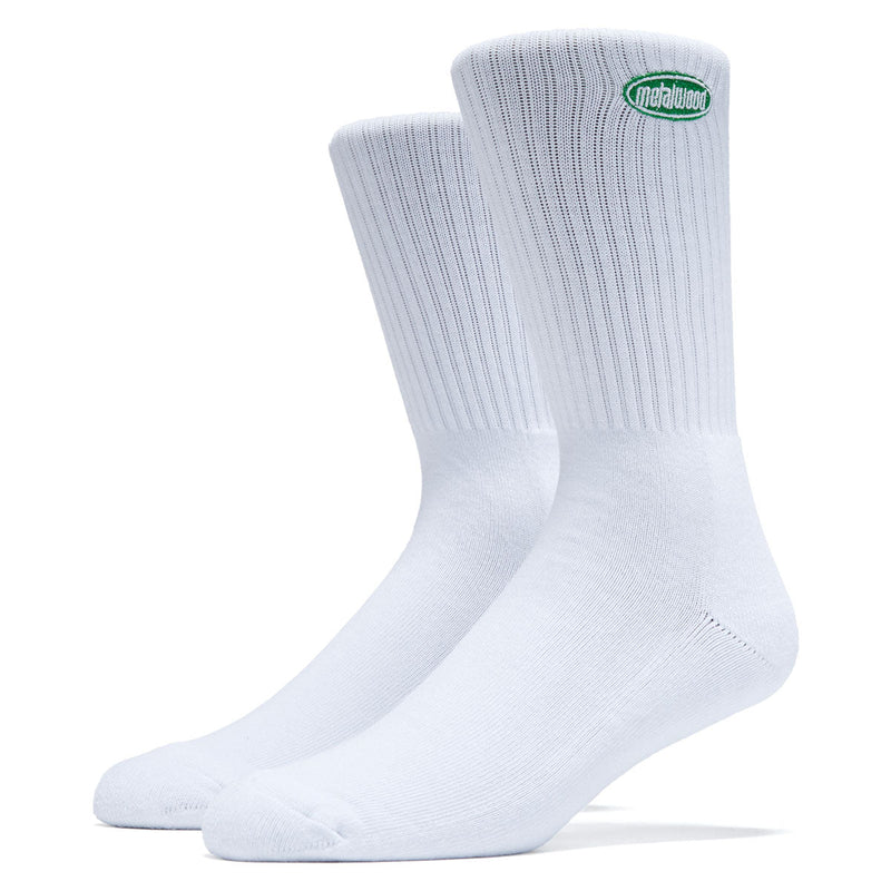 Metalwood Oval Logo Crew Socks - White