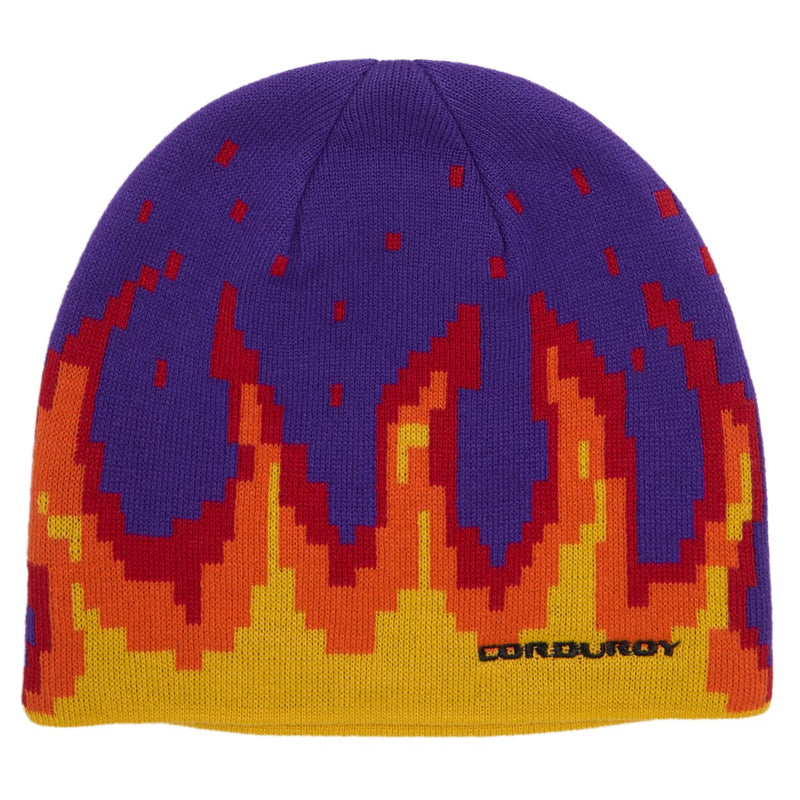 Corduroy Digi Flames Beanie - Purple
