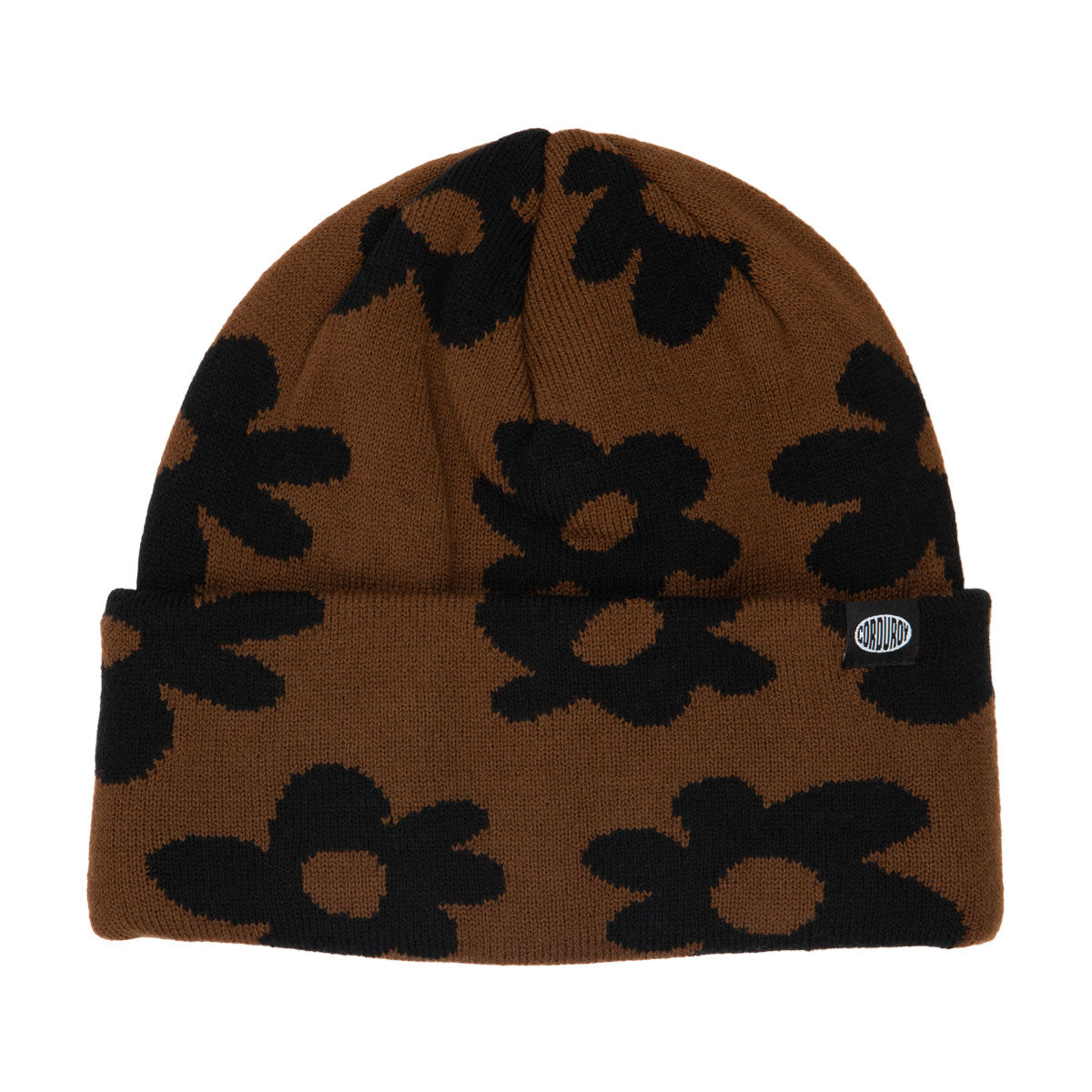 Corduroy Wildflower Beanie - Light Brown image 1