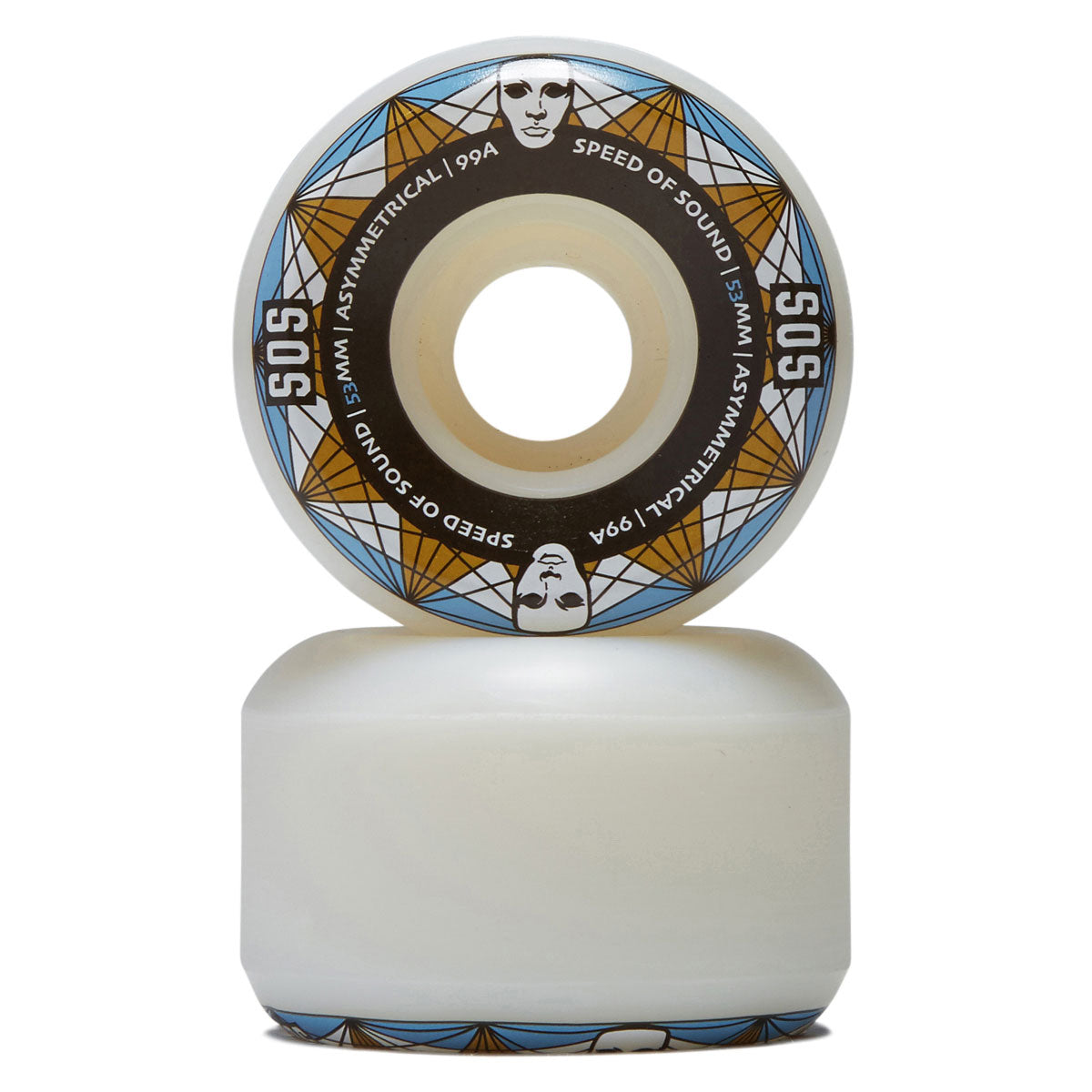 Opera SOS Barbwire Asymmetrical 99a Skateboard Wheels - White - 53mm image 2