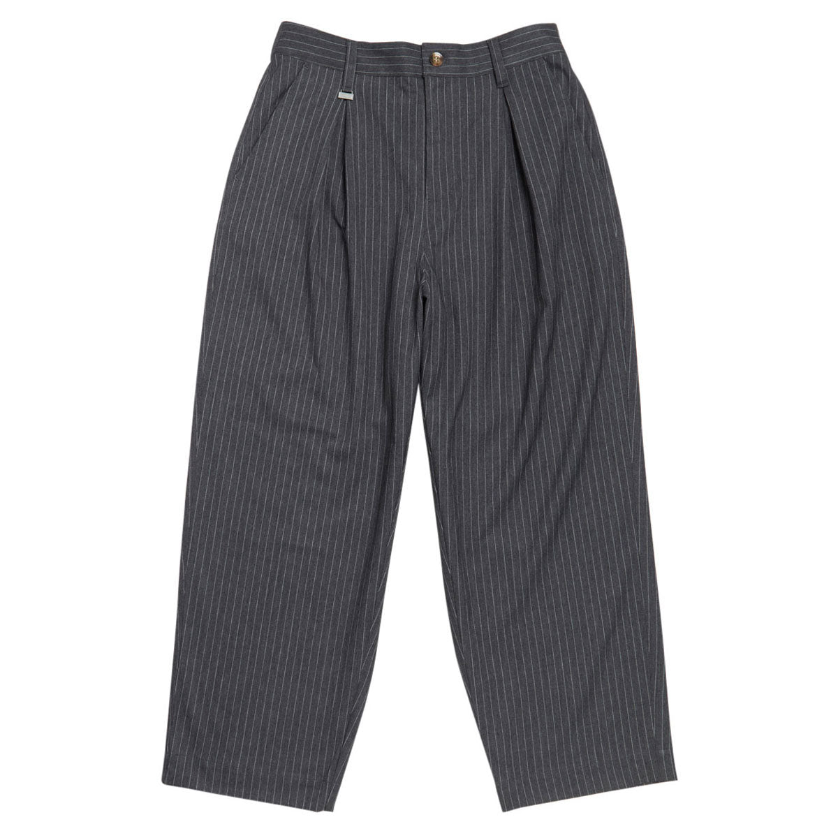 Metalwood Elastic Waist Baggy Pants - Grey Pinstripe image 1
