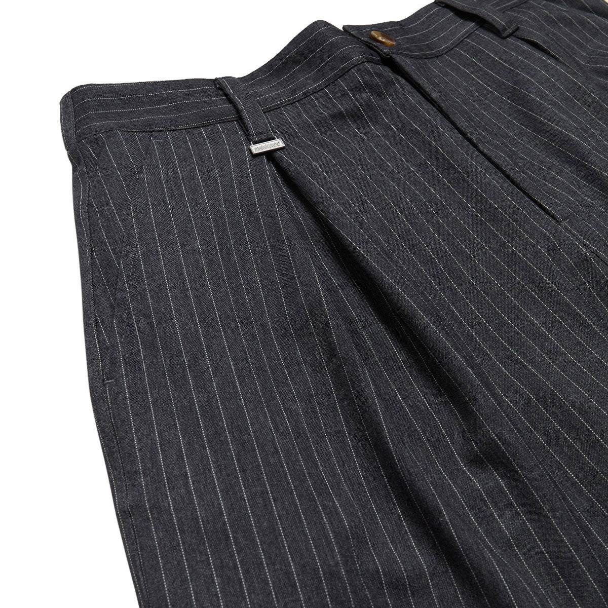 Metalwood Elastic Waist Baggy Pants - Grey Pinstripe image 2