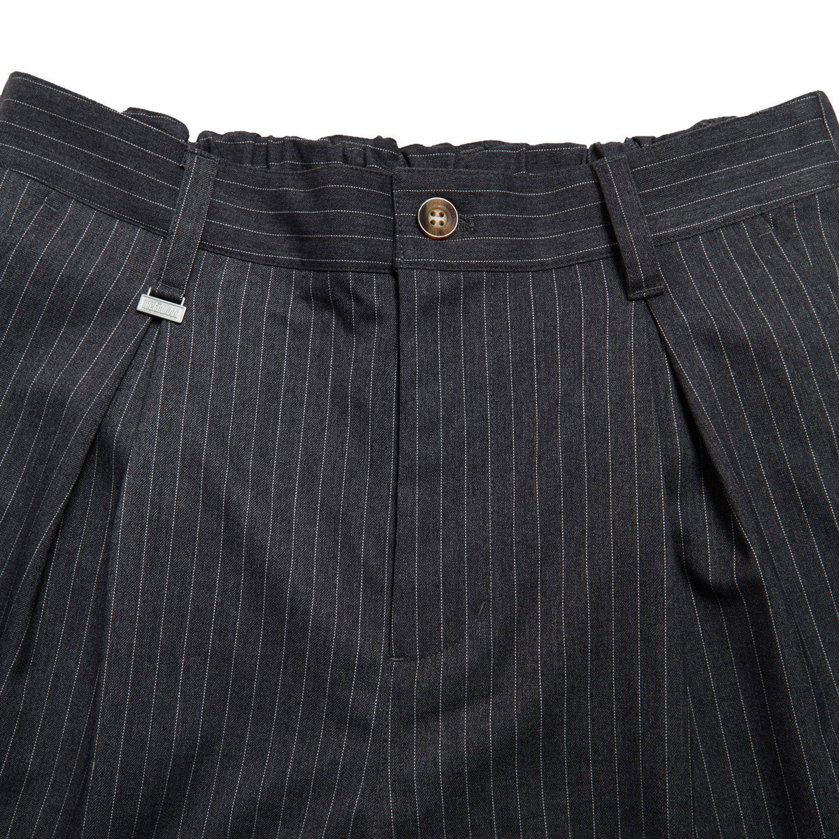 Metalwood Elastic Waist Baggy Pants - Grey Pinstripe image 5