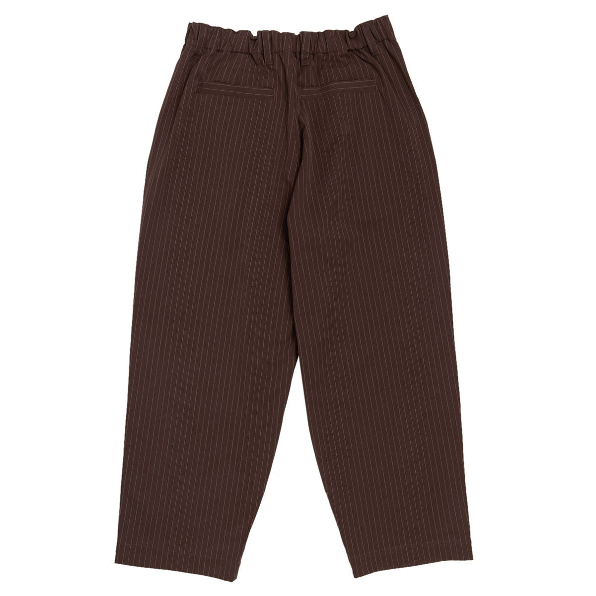 Metalwood Elastic Waist Baggy Pants - Brown Pinstripe image 3