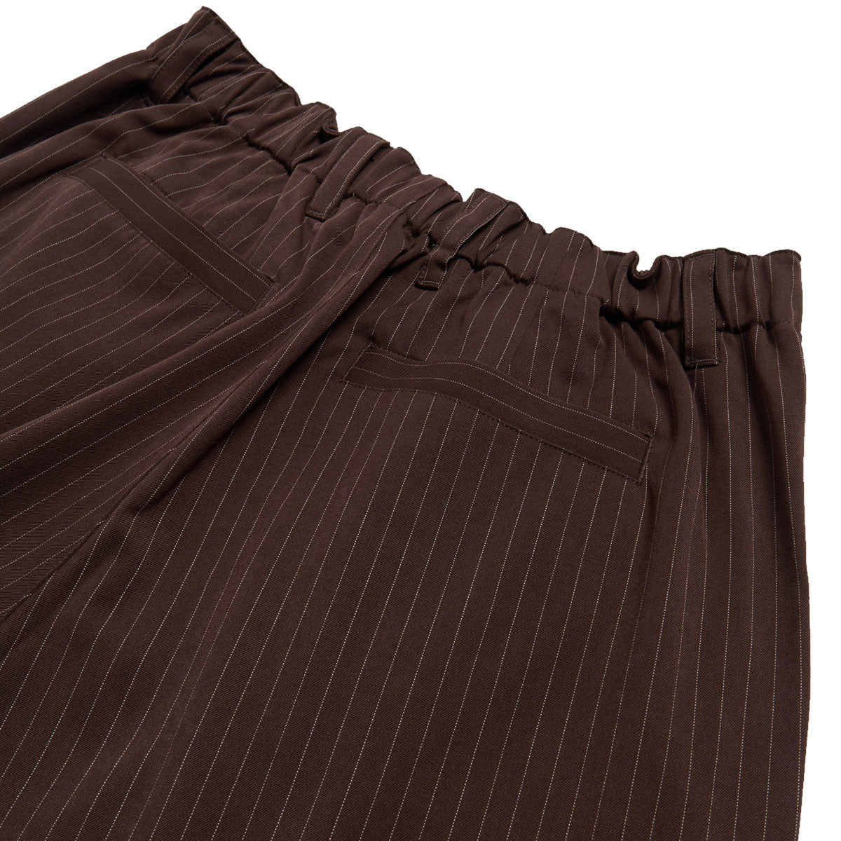 Metalwood Elastic Waist Baggy Pants - Brown Pinstripe image 4