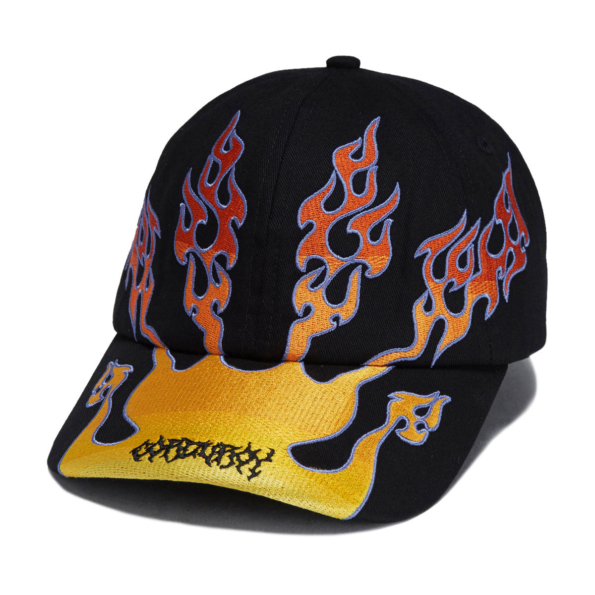Corduroy Flames Strapback Hat - Black image 1