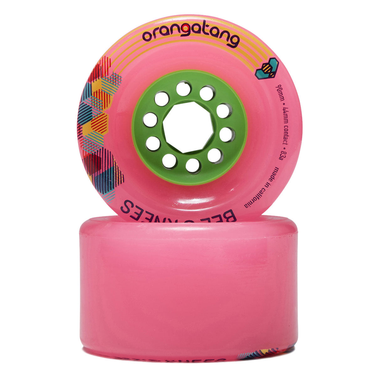 Orangatang Bee's Knees 83a Longboard Wheels - Pink - 90mm image 2