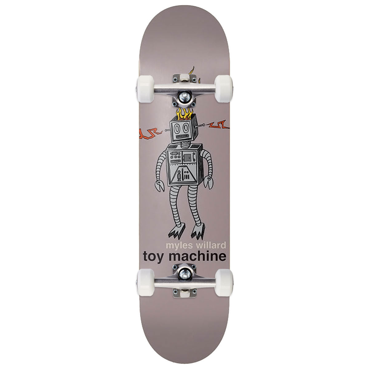 Toy Machine Willard Robot Fire Skateboard Complete - 8.25