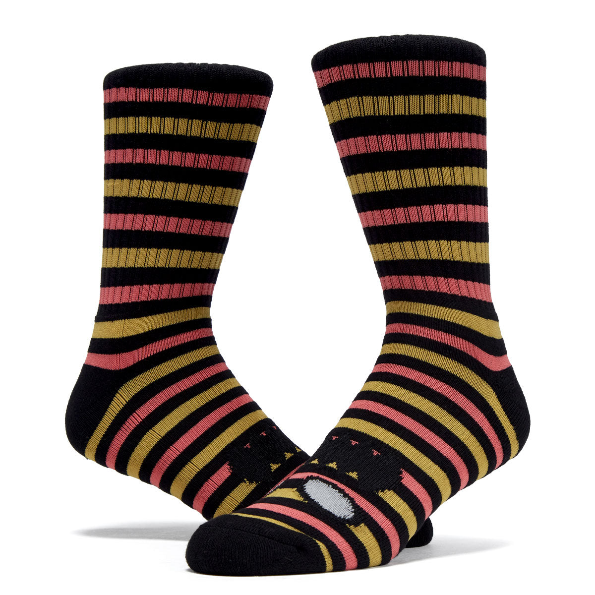 Toy Machine Monster Face Mini Stripes Socks - Black/Mustard image 2