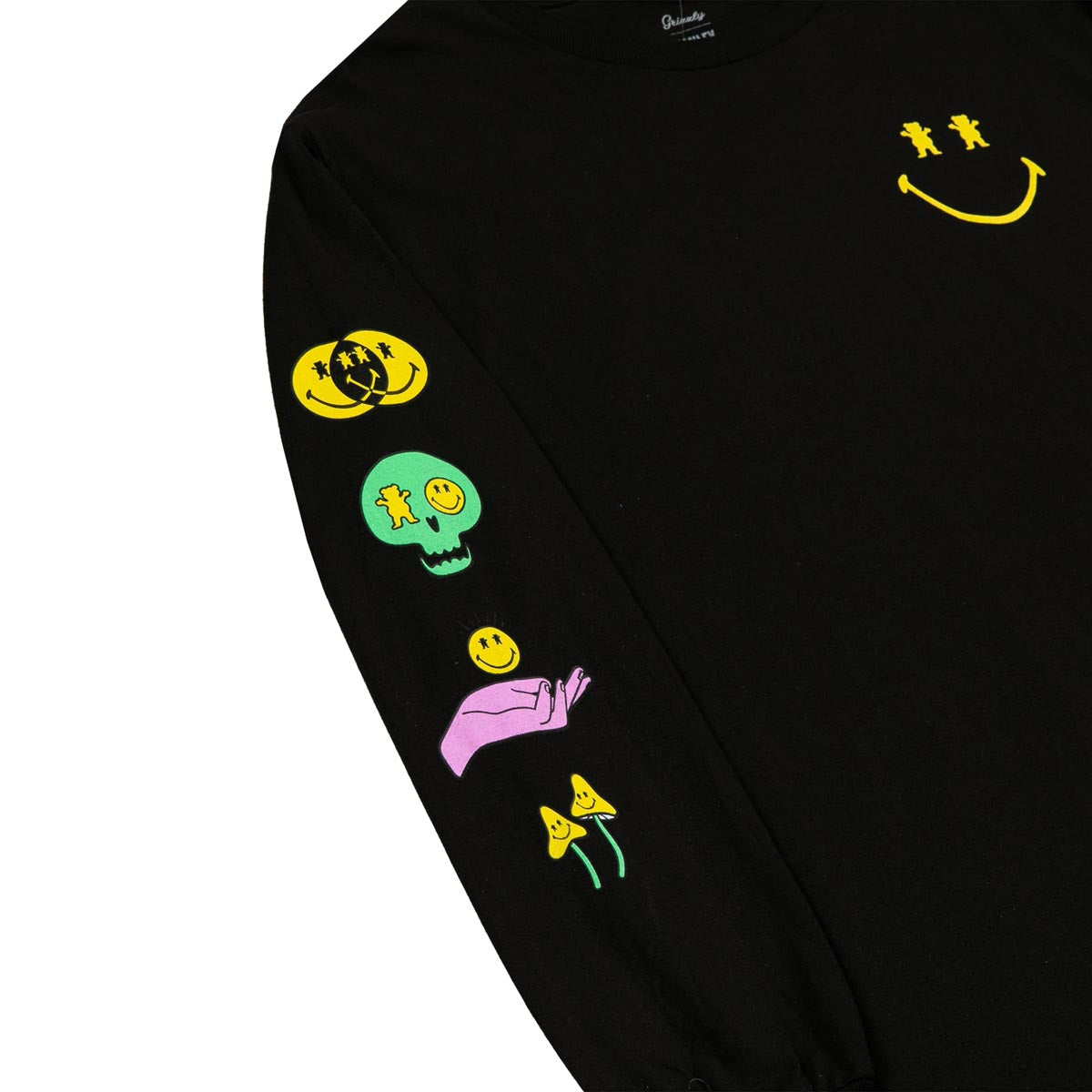 Grizzly x Smiley World Big Smile Long Sleeve T-Shirt - Black image 2
