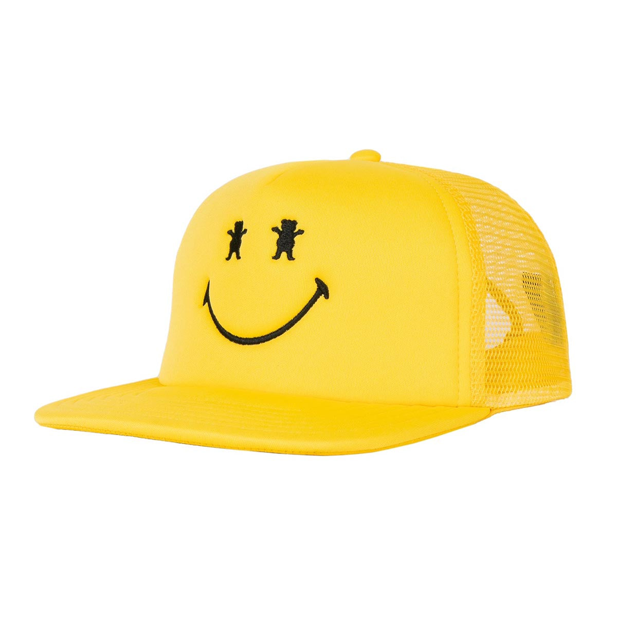 Grizzly x Smiley World Big Smile Trucker Snapback Hat - Yellow image 1