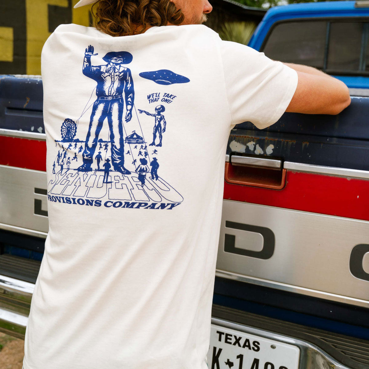 Sendero Cowboy Lift Off T-Shirt - Vintage White/Navy image 4