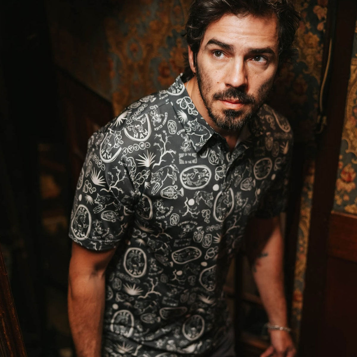 Sendero High Noon Performance Polo Shirt - Haw Yee Print Charcoal image 5