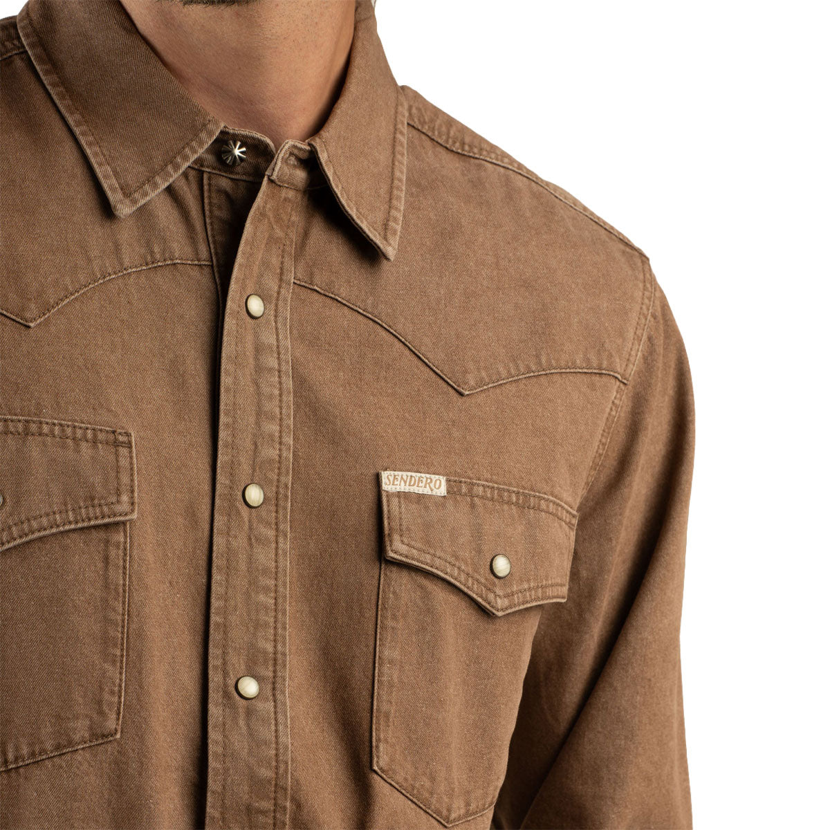 Sendero The Wyatt Pearl Snap Long Sleeve Shirt - Faded Brown image 3