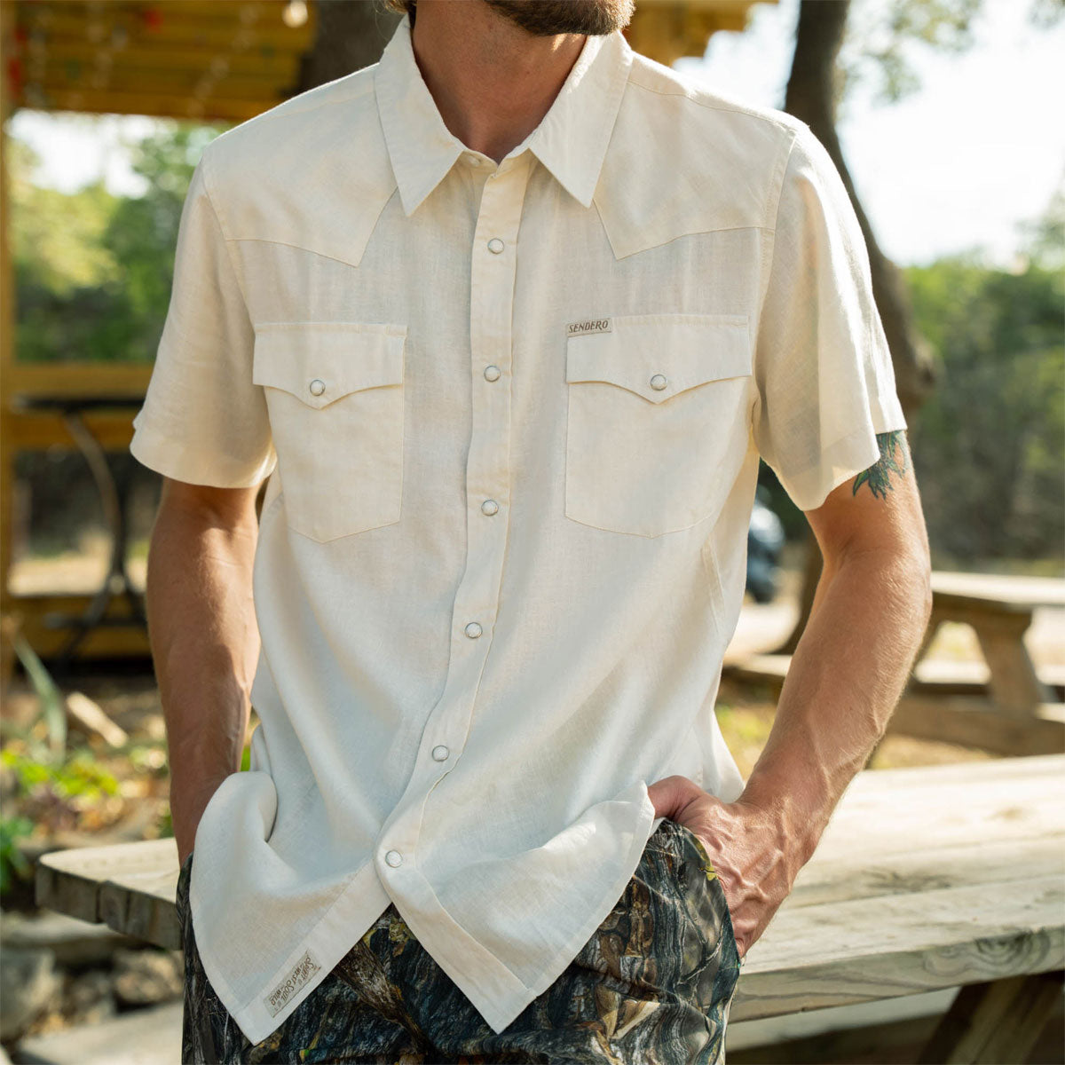 Sendero The Wyatt Pearl Snap Solid Shirt - Antique White image 5