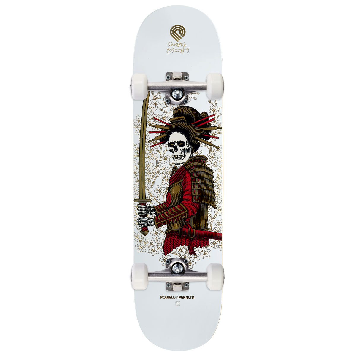 Powell-Peralta Sakura Yosozumi Onna-Bugeisha Skateboard Complete - White/Gold Foil - 8.00