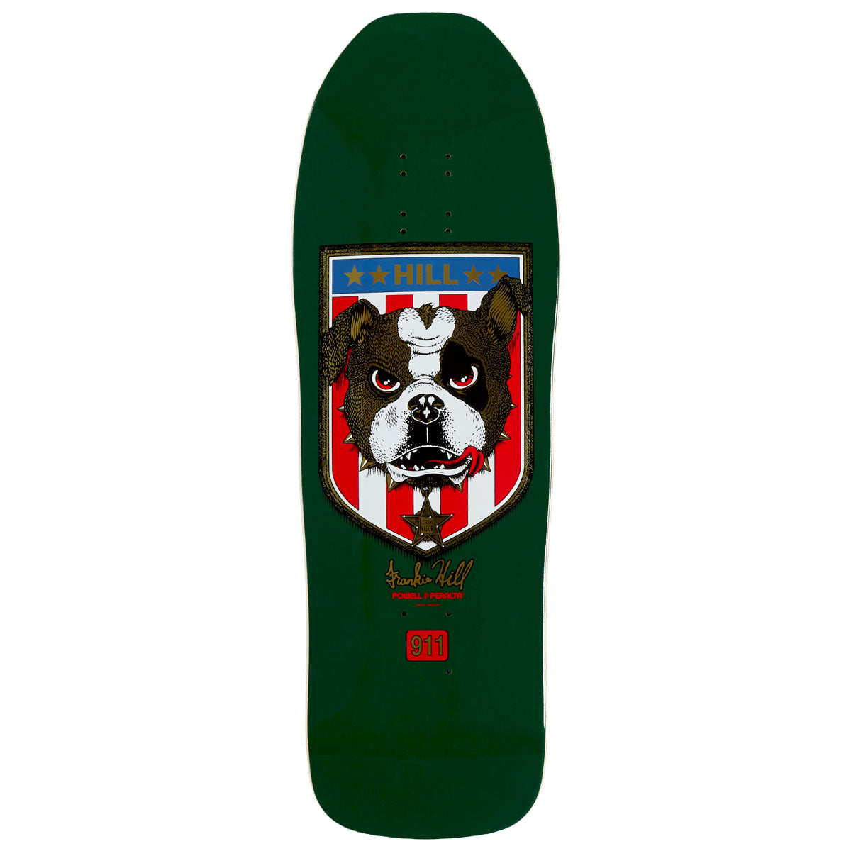 Powell-Peralta Frankie Hill Bull Dog 15 Skateboard Deck - Green/Gold Fade - 10.00