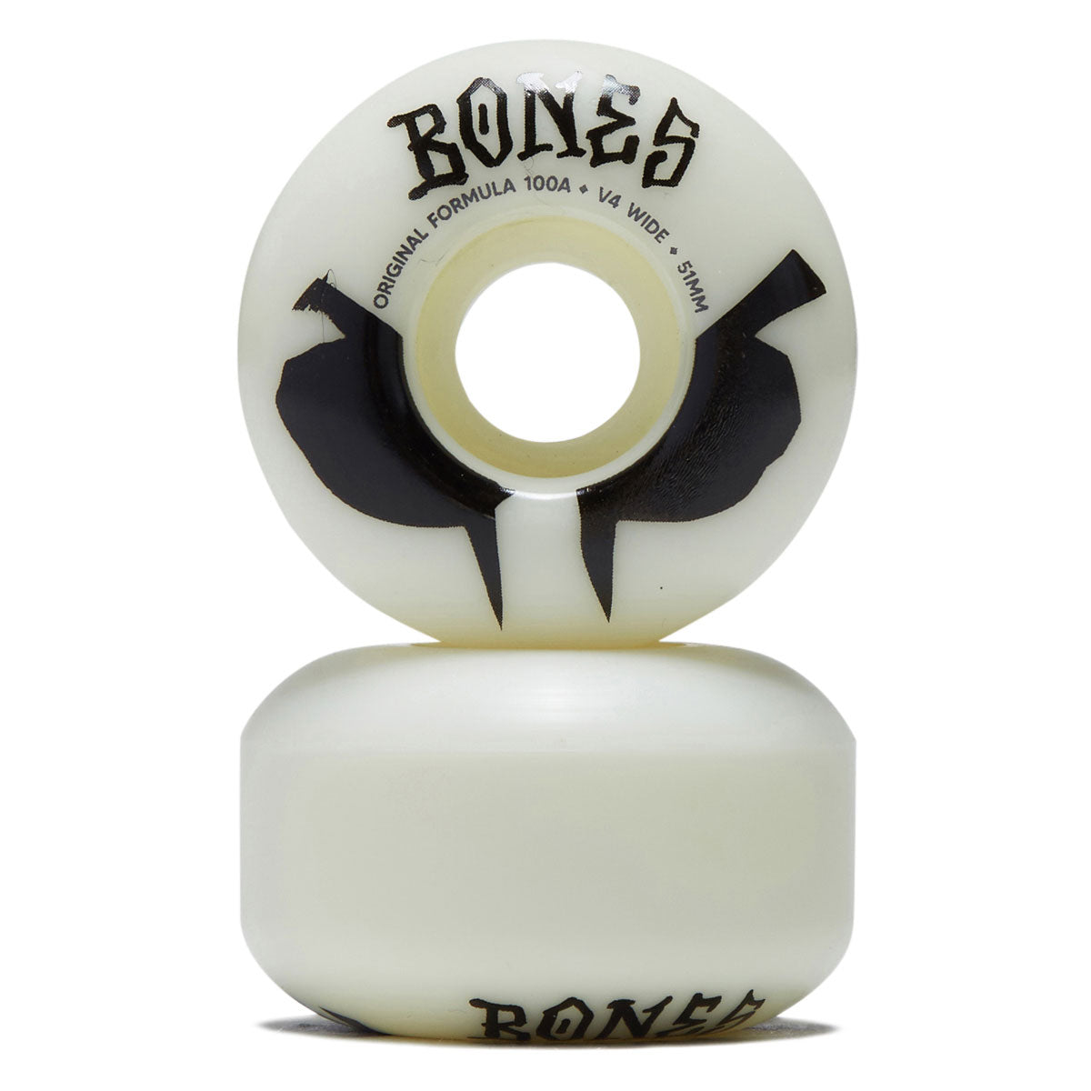 Bones 100s Wides 100a V4 Wide Skateboard Wheels - White 2026 - 51mm image 2