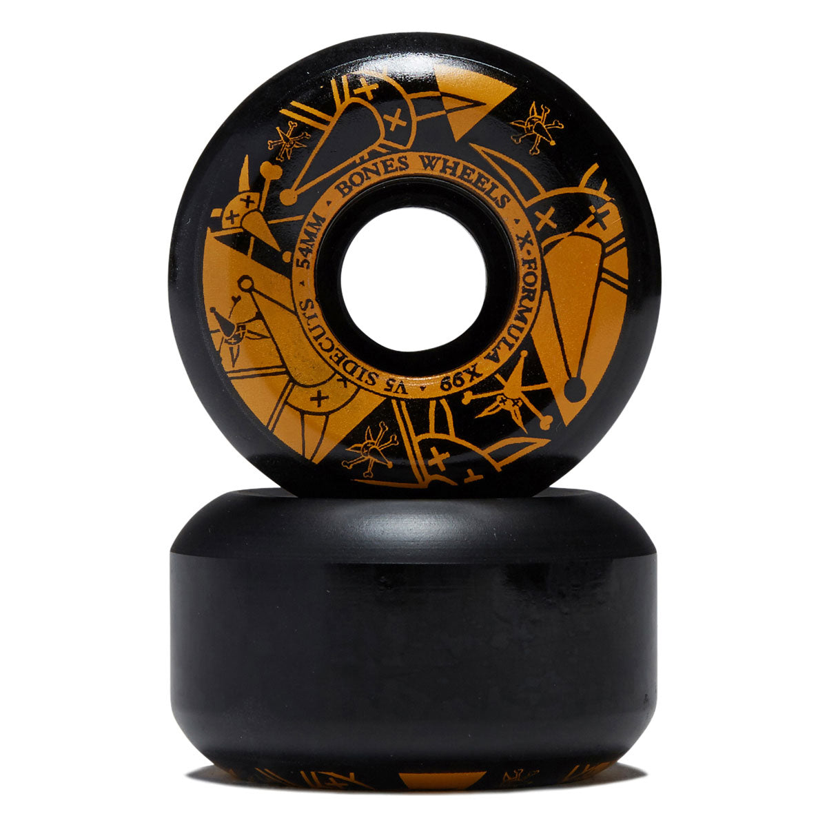 Bones X-Formula Vato Noir 99a V5 Sidecut Skateboard Wheels - Black - 54mm image 2