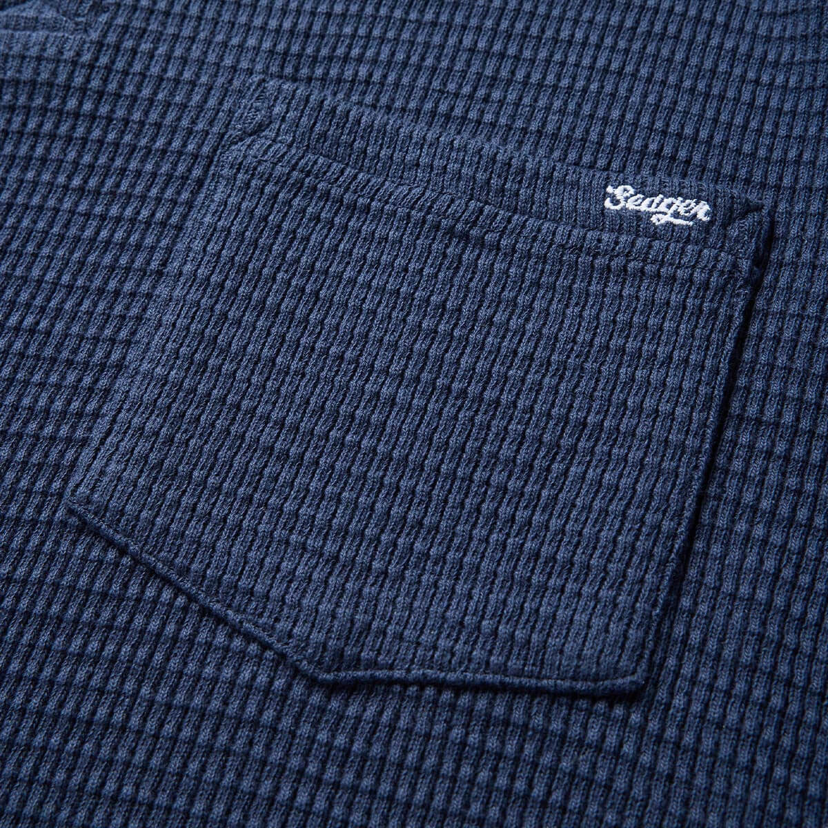 Seager Sawpit Henley Long Sleeve Thermal Shirt - Navy image 3