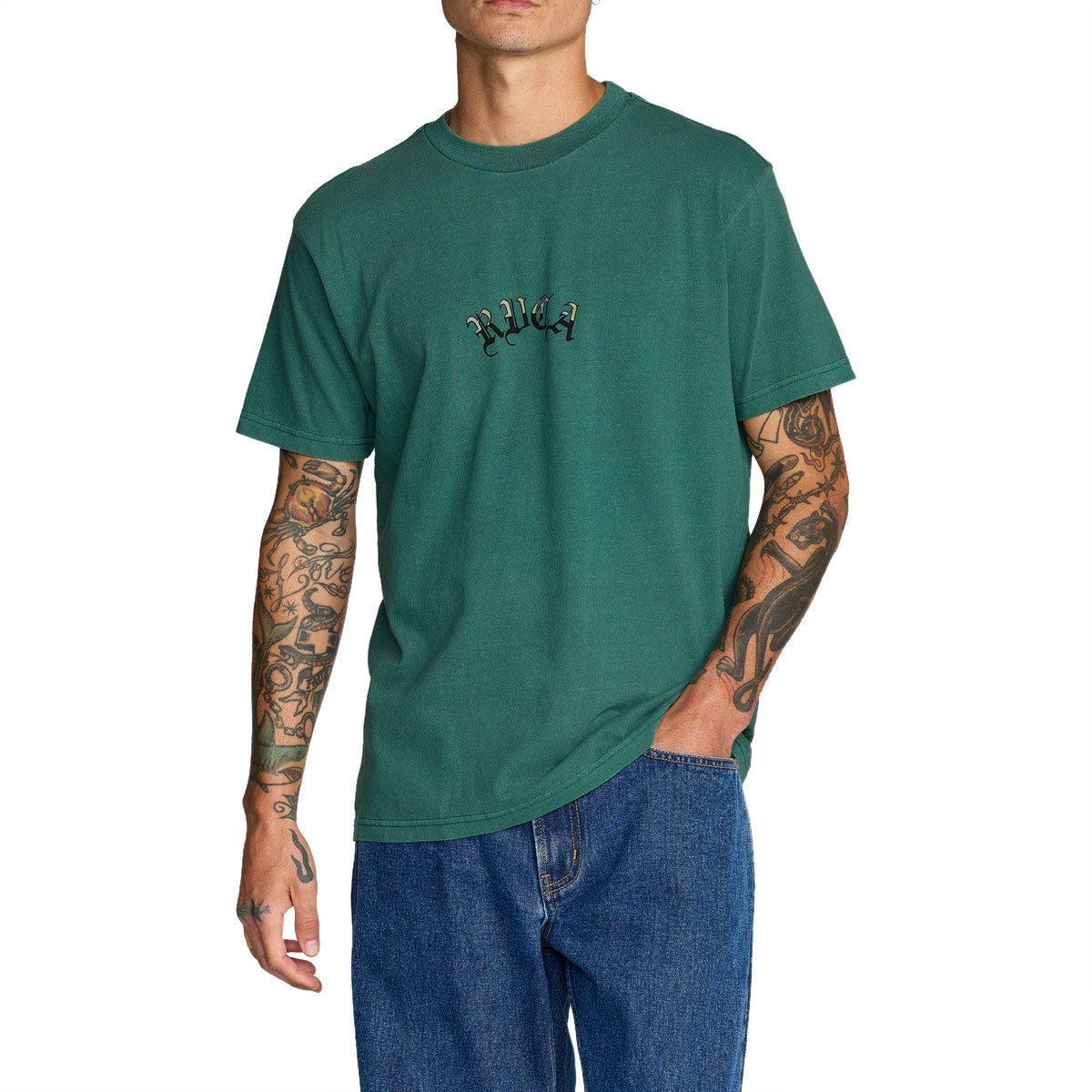 RVCA Olde RVCA T-Shirt - Grass Green image 2