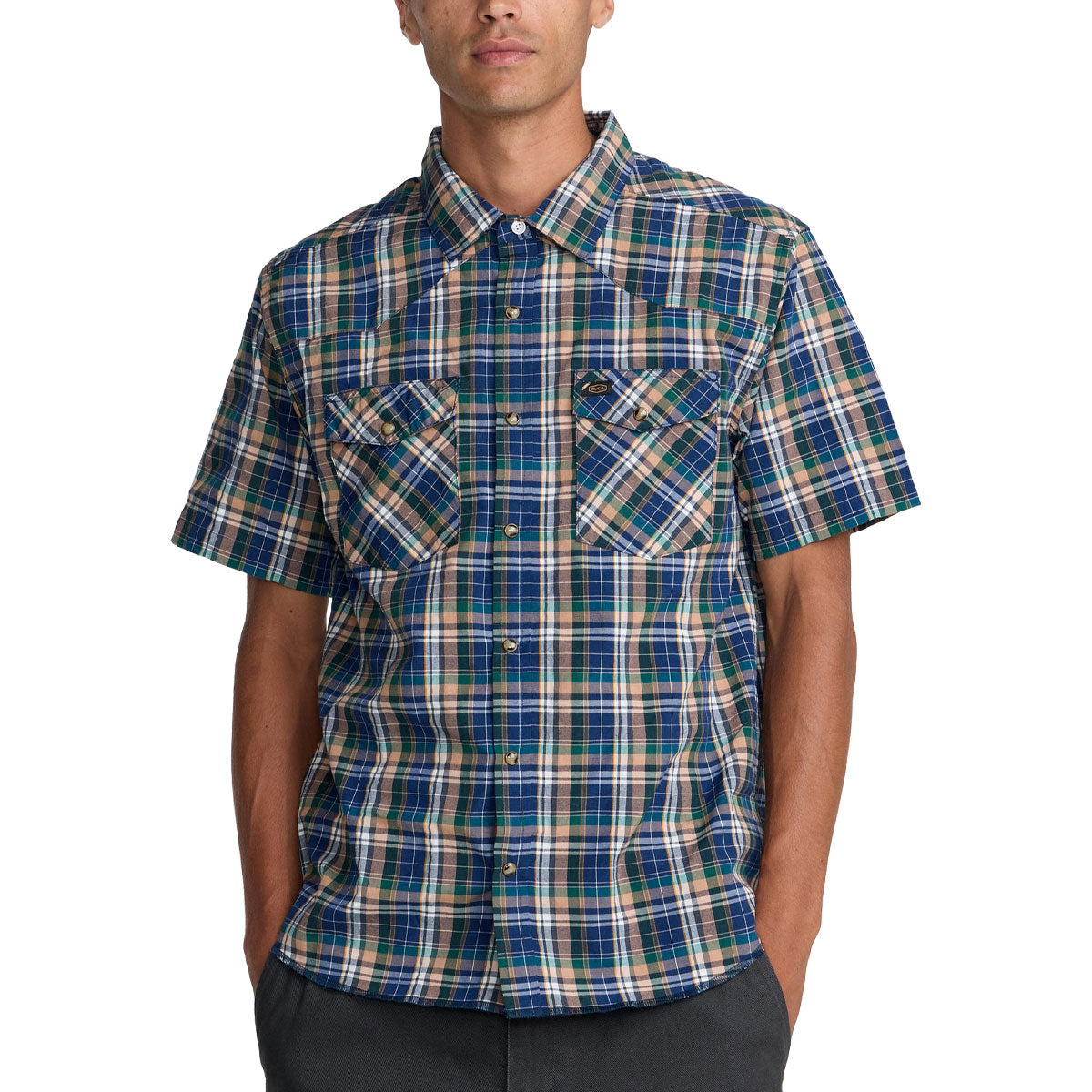 RVCA Dayshift Trunkin Plaid Shirt - Dark Denim image 1