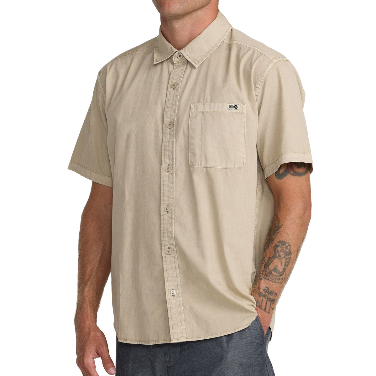 RVCA ANP Short Sleeve Shirt - Light Khaki image 3