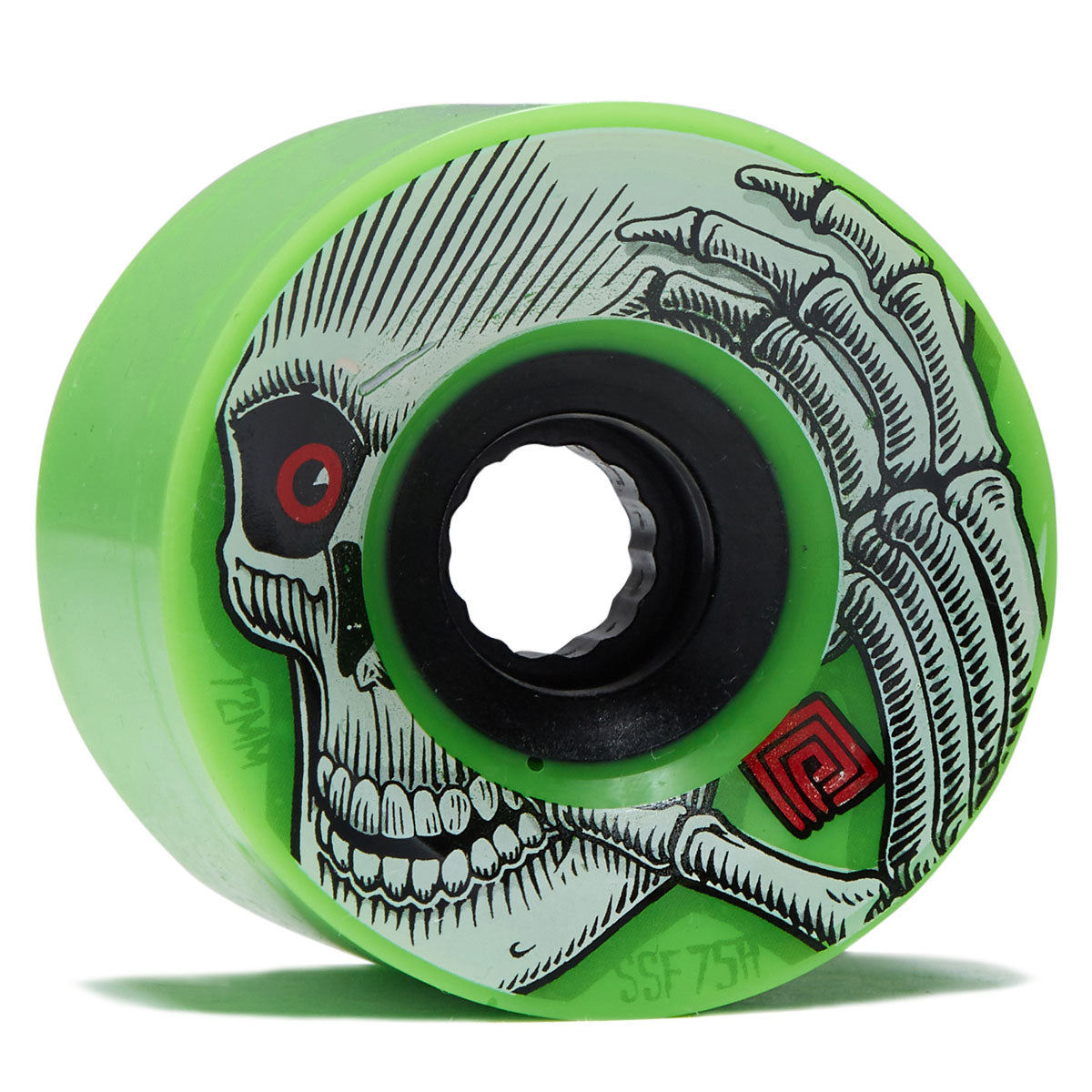 Powell-Peralta Downhill Kevin Reimer 75a Longboard Wheels - Green/Black Hub - 72mm image 1
