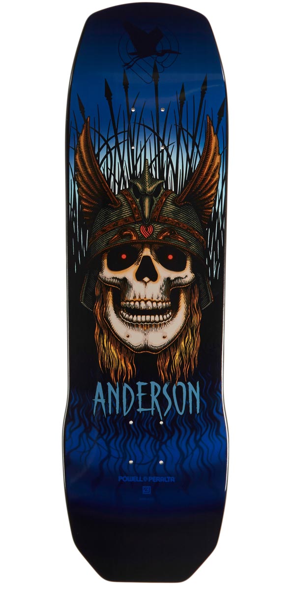 Powell-Peralta Andy Anderson Heron Skull Skateboard Deck - Blue - 9.13