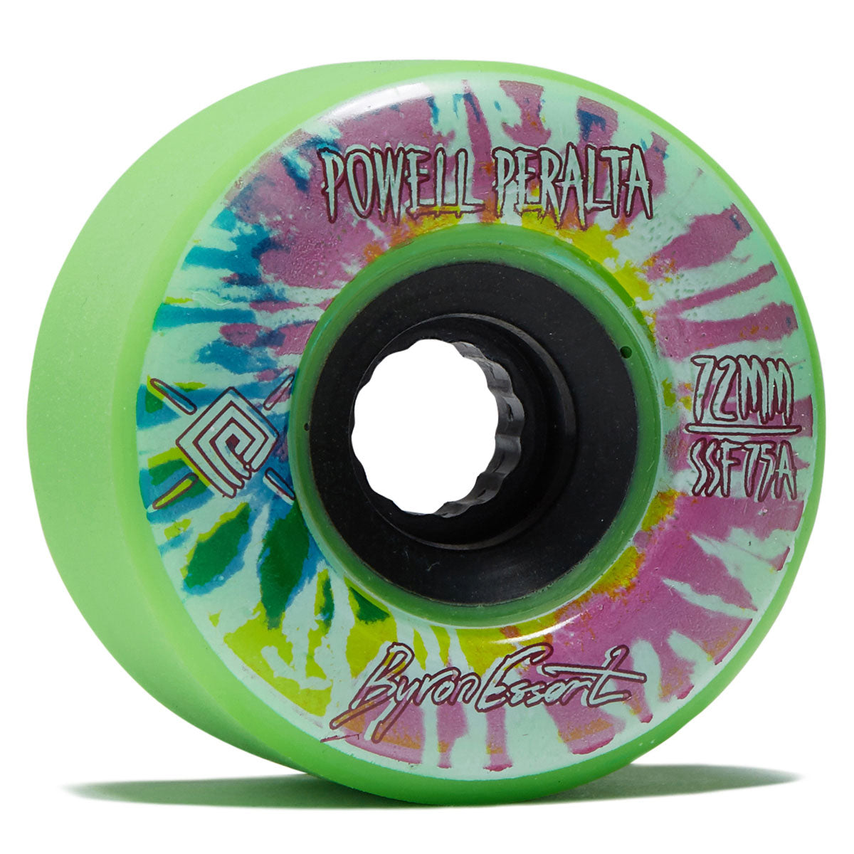 Powell-Peralta Downhill Byron Essert 75a Longboard Wheels - Green/Black Hub - 72mm image 1