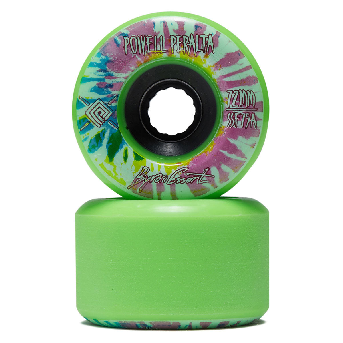 Powell-Peralta Downhill Byron Essert 75a Longboard Wheels - Green/Black Hub - 72mm image 2