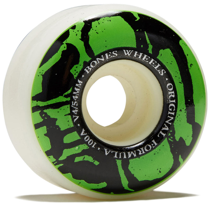 Bones 100s Mummy Skulls V4 Wide Skateboard Wheels - White - 54mm
