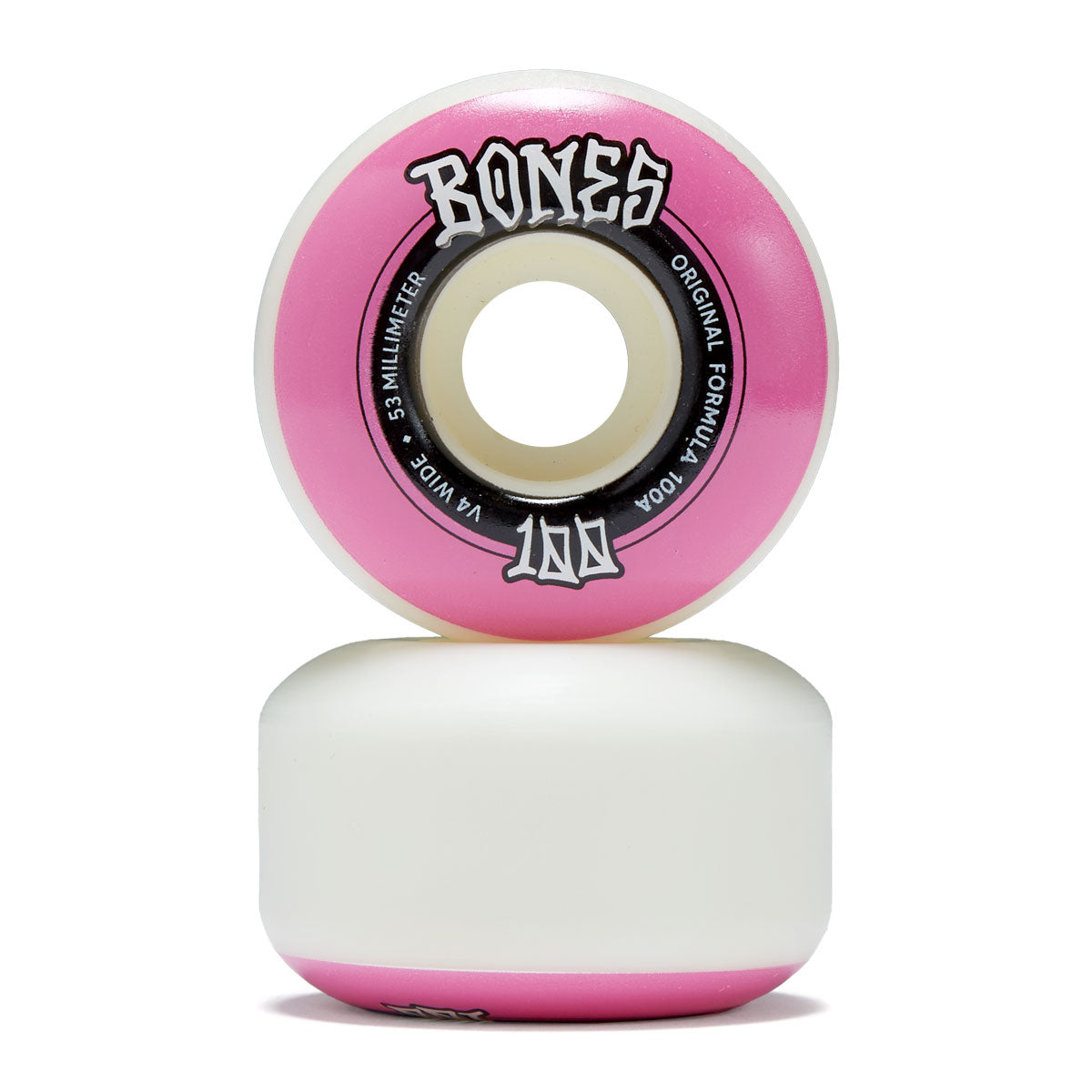 Bones 100s Wides 100a V4 Wide Skateboard Wheels - White - 53mm image 2
