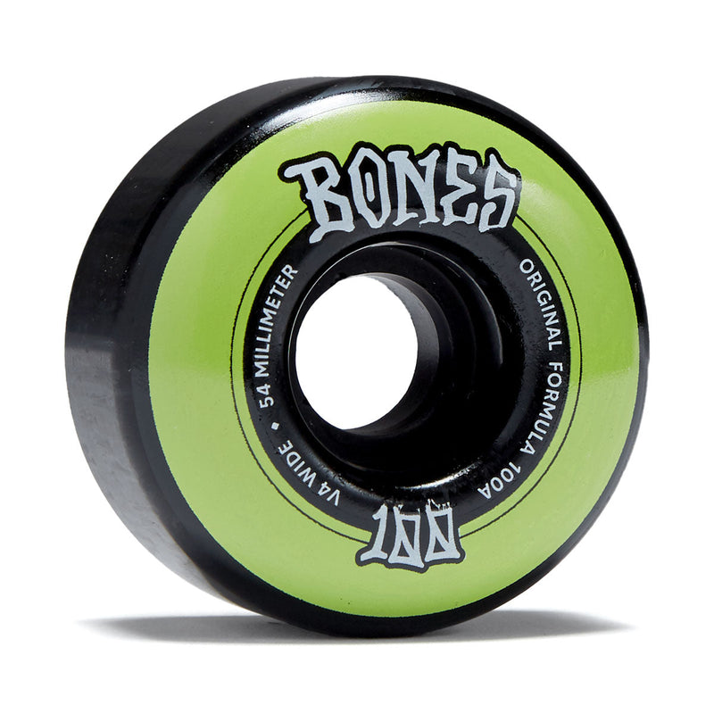Bones 100s Wides 100a V4 Wide Skateboard Wheels - Black - 54mm