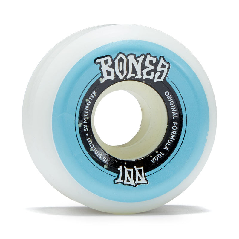 Bones 100s Sidecuts 100a V5 Sidecut Skateboard Wheels - White - 52mm