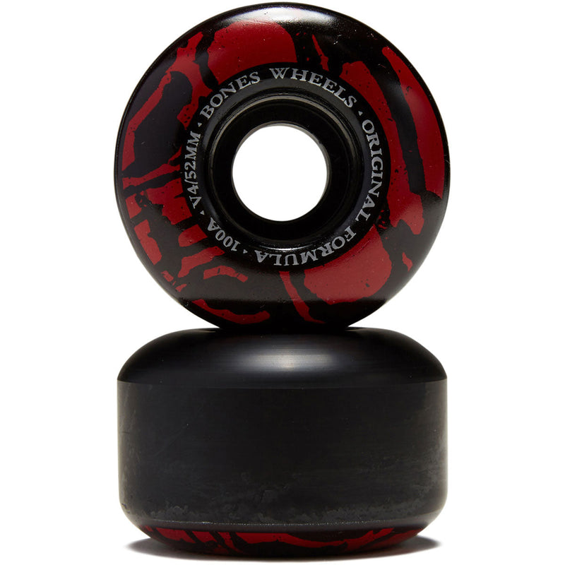 Bones 100s Mummy Skulls V4 Wide Skateboard Wheels - Black - 52mm