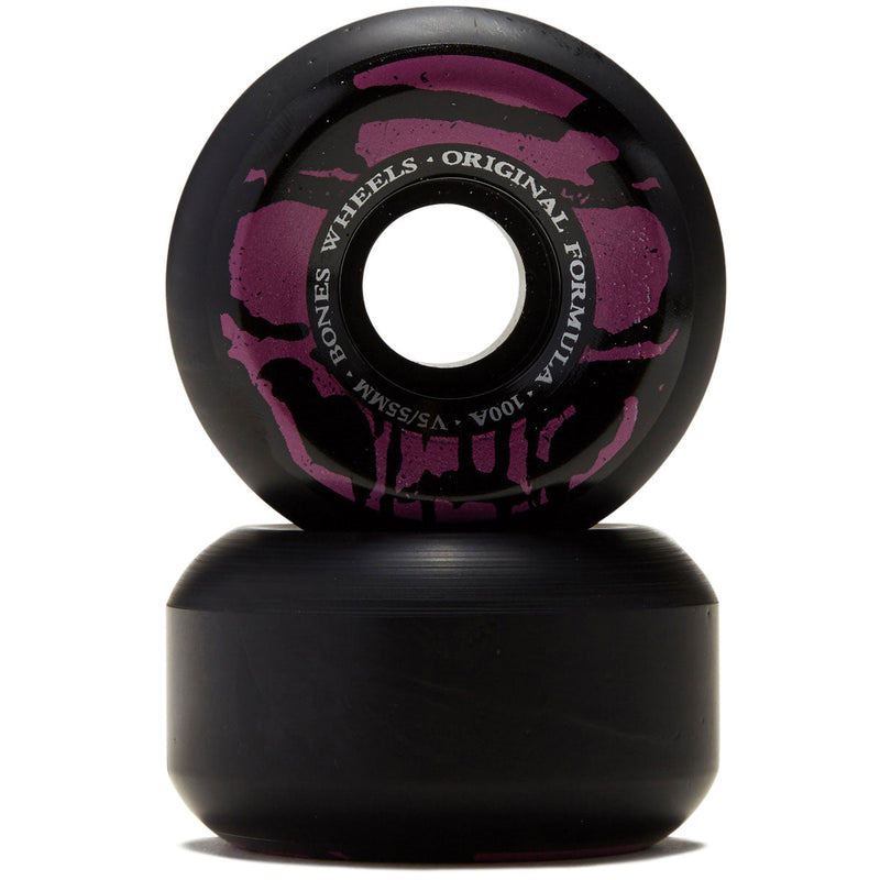 Bones Mummy Skulls V5 Sidecut 100a Skateboard Wheels - Black - 55mm