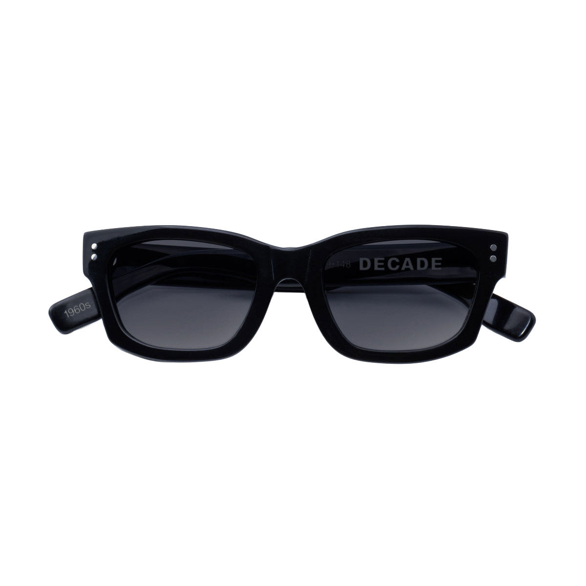 Decade Milton 60s Sunglasses - Gloss Black Acetate/Grey CR39 image 4